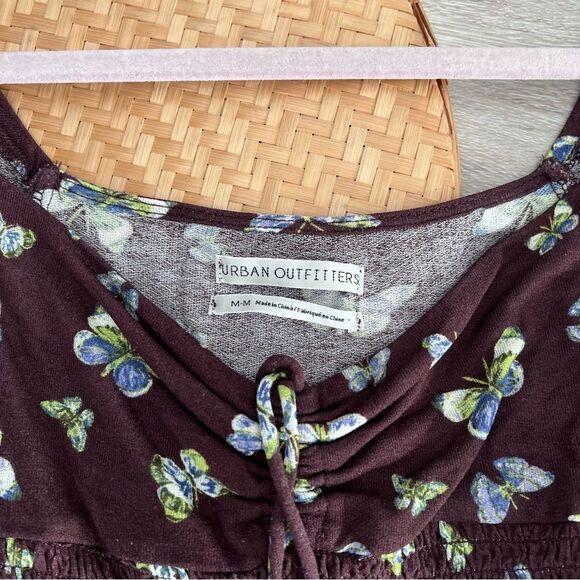 Urban outfitters butterfly print smocked balloon sleeve blouse‎ - Picture 3 of 7